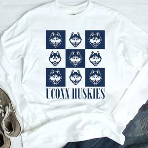 3 Uconn Huskies Checkerboard Logo Shirt Ladies Tee