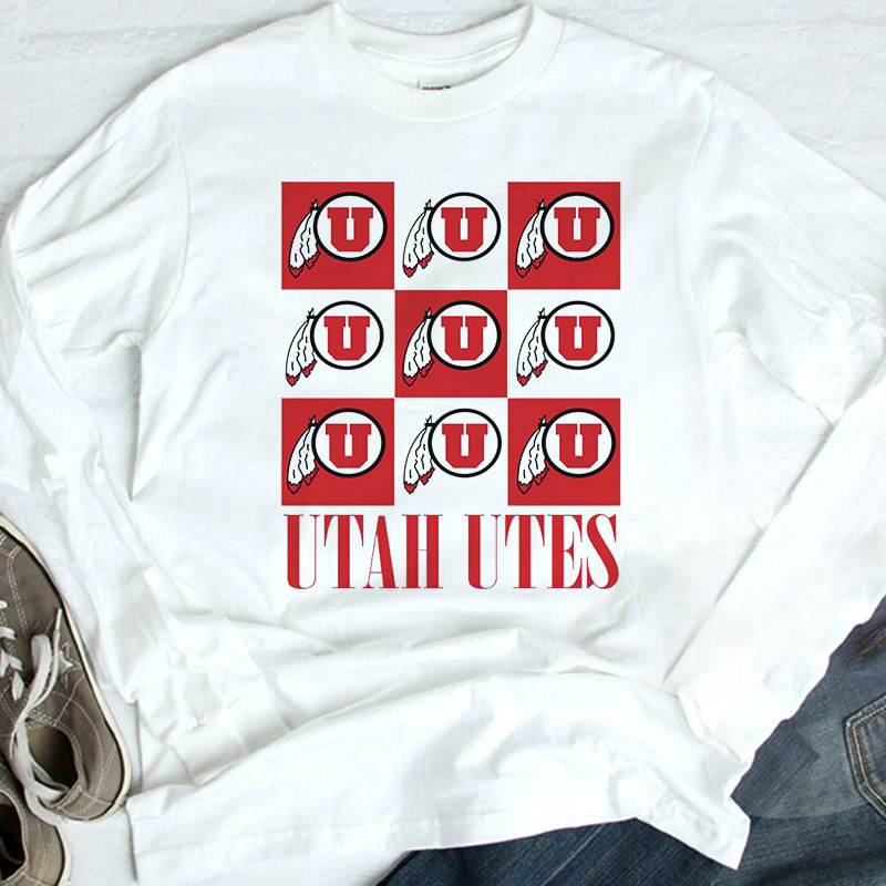Utah Utes Checkerboard Logo Shirt, Ladies Tee