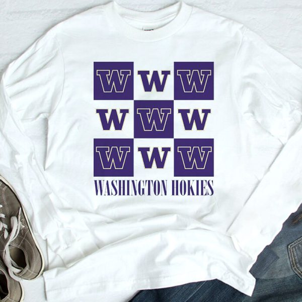 Washington Huskies Checkerboard Logo Shirt, Ladies Tee