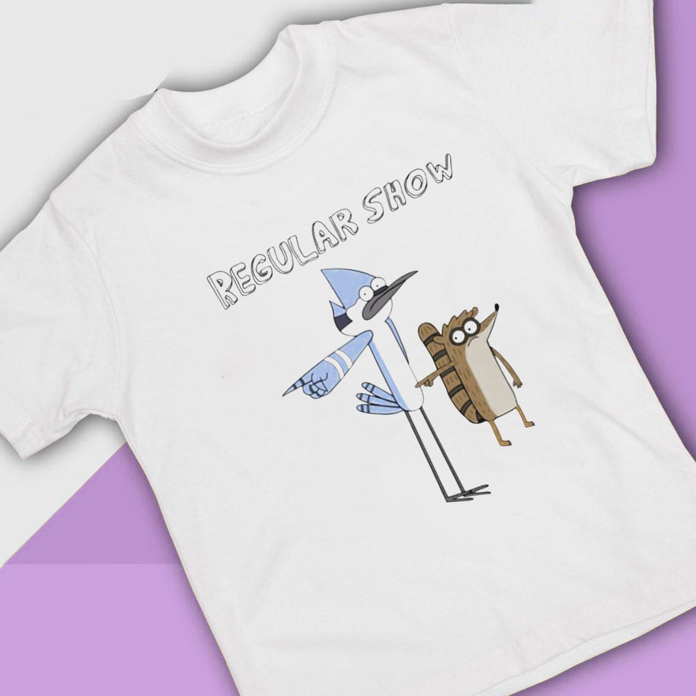 Mordecai And Rigby Pointing Regular Show Shirt, Ladies Tee