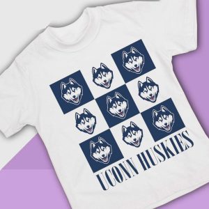 4 Uconn Huskies Checkerboard Logo Shirt Ladies Tee