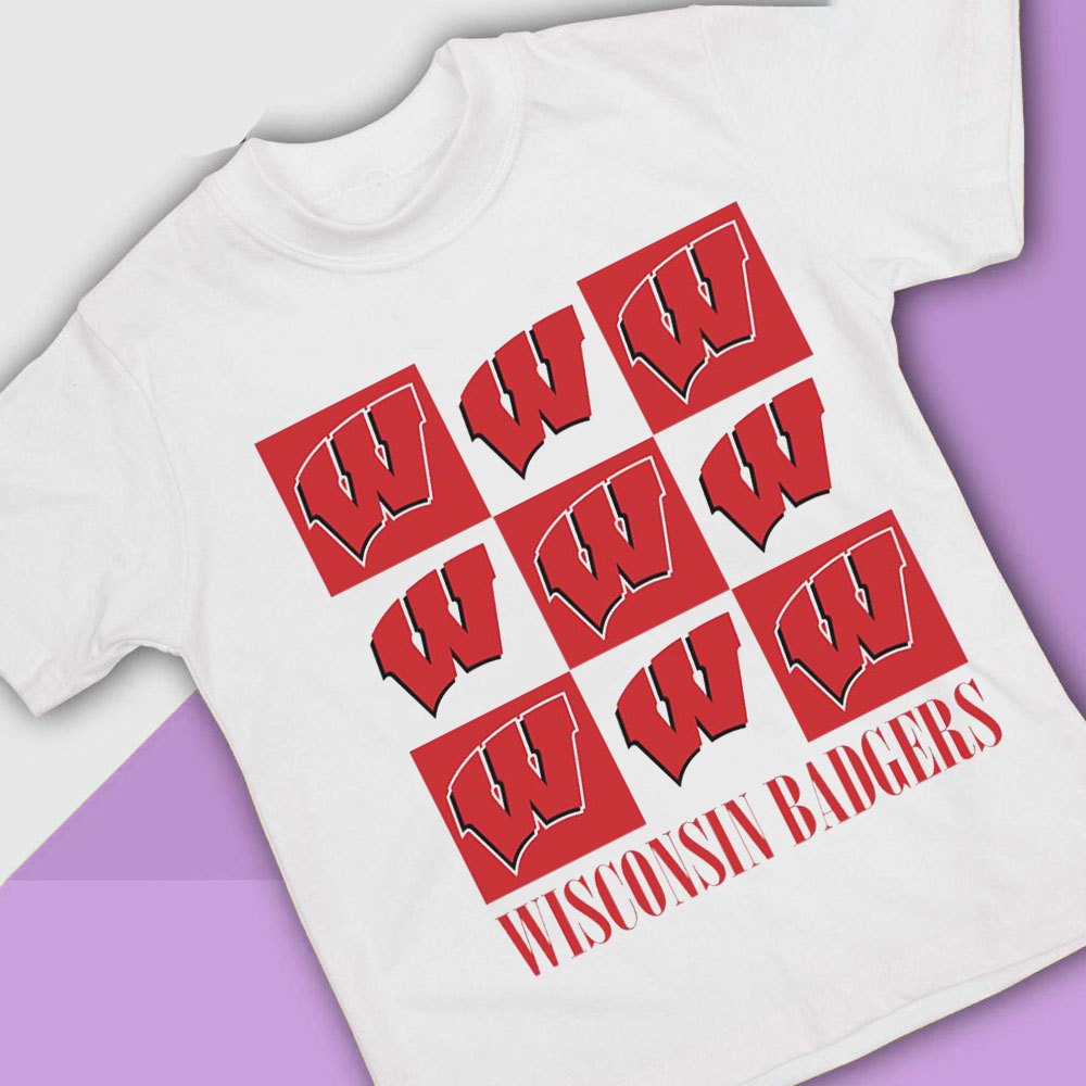 Wisconsin Badgers Checkerboard Logo Shirt, Ladies Tee