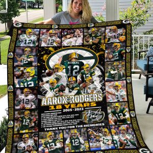 Aaron Rodgers 18 Years 2005-2023 Green Pay Packers Cozy Fleece Blanket